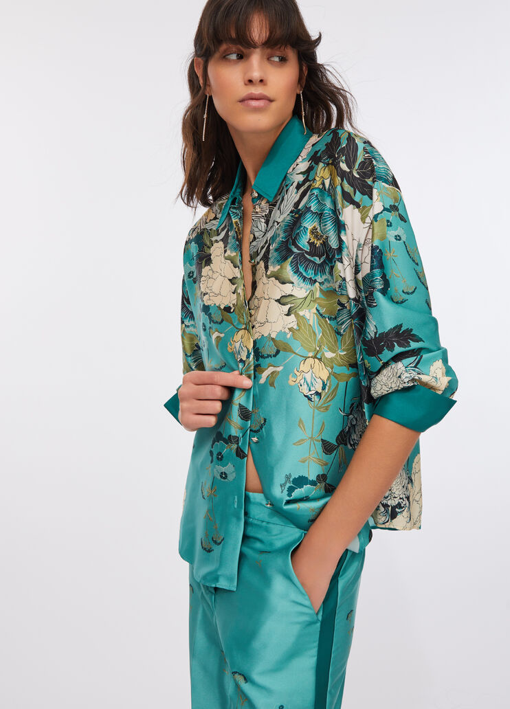 Рубашка из принтованного твила голубой Liu Jo - medium