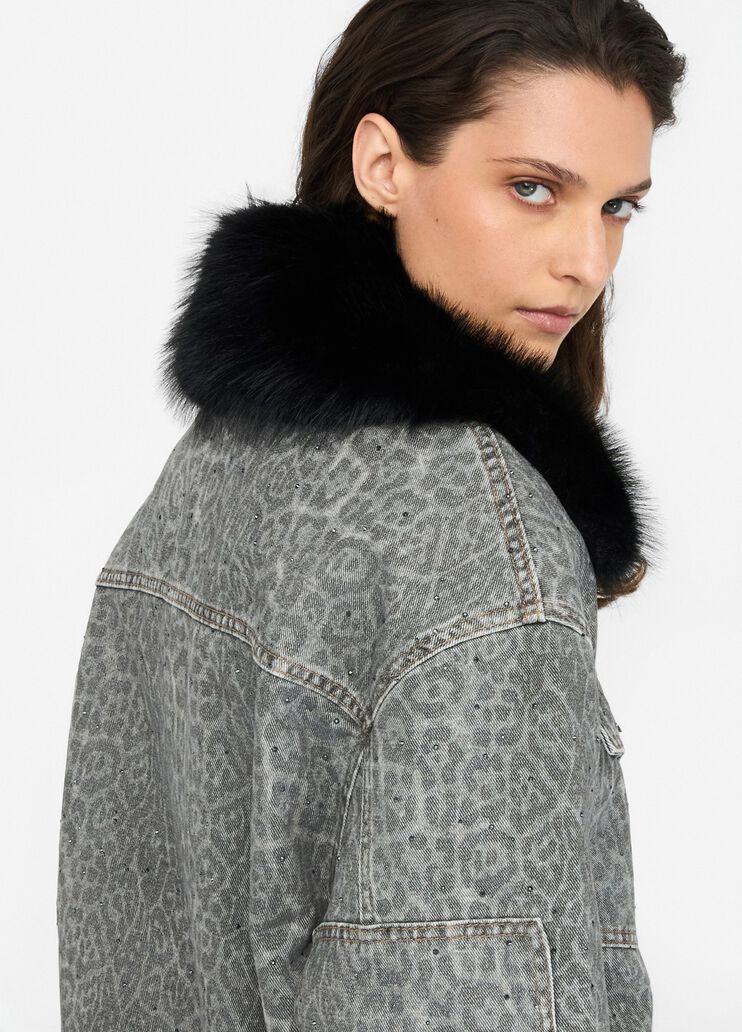 Jacke mit Kunstpelzkragen Graues Animal-Muster Liu Jo - medium Jacke mit Kunstpelzkragen Graues Animal-Muster Liu Jo - medium