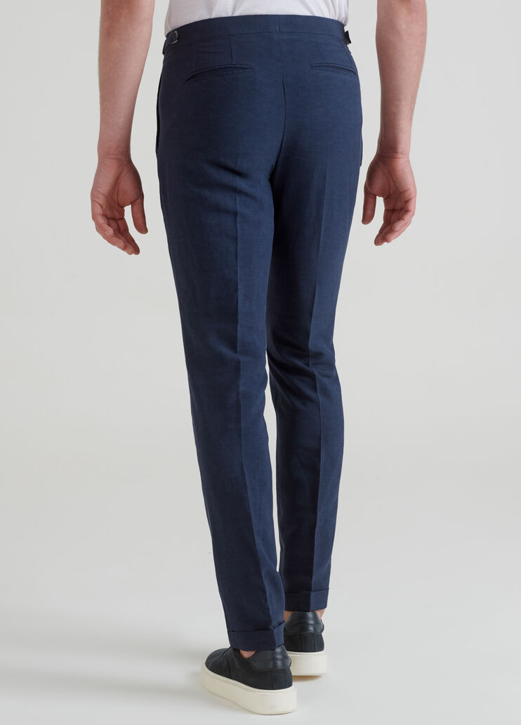 Pantalone in misto lino con pinces Dark Blue Liu Jo - large image number 1