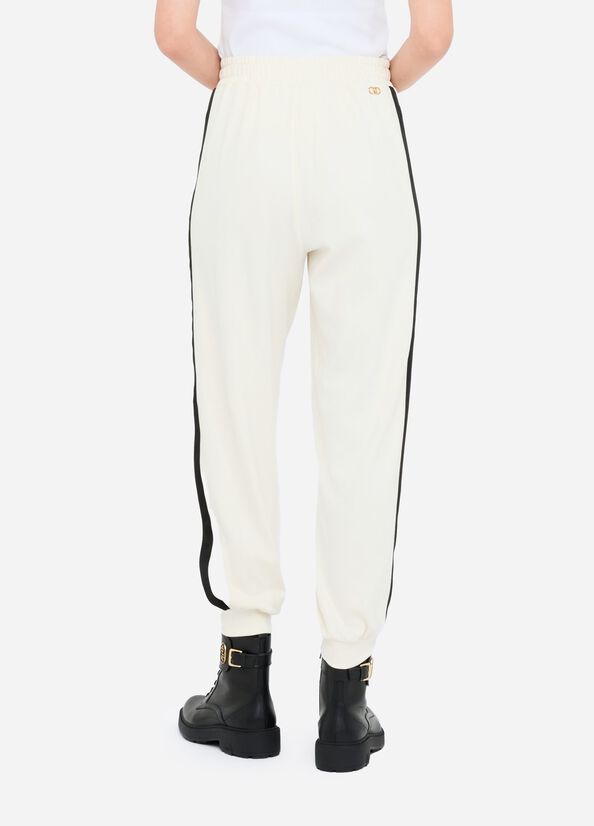 Plush jogging trousers with lace white Liu Jo - large image number 1