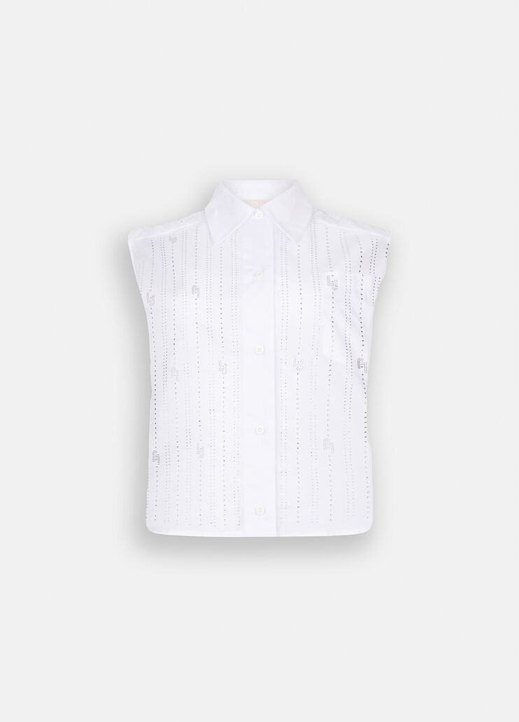 Cotton top with rhinestones white Liu Jo - large image number 6
