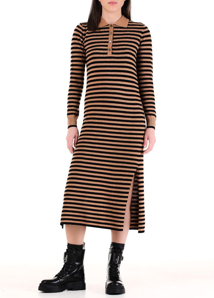 Vestito longuette in maglia tabacco/nero Liu Jo - large image number 0