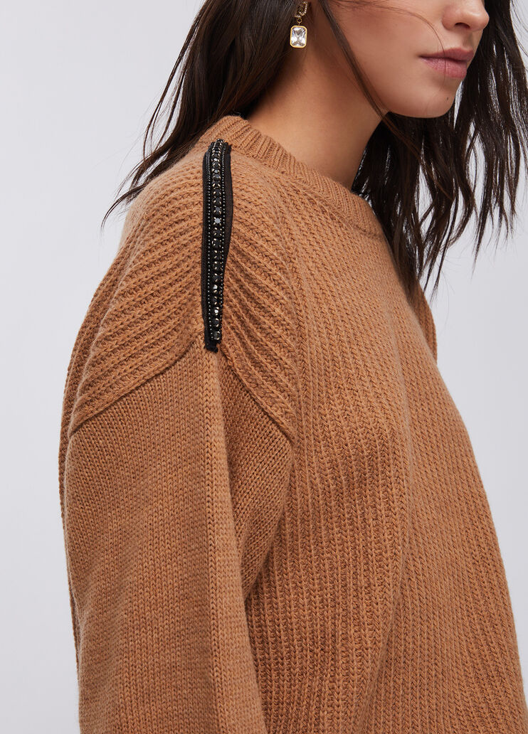 Pull en laine avec strass camel Liu Jo - medium