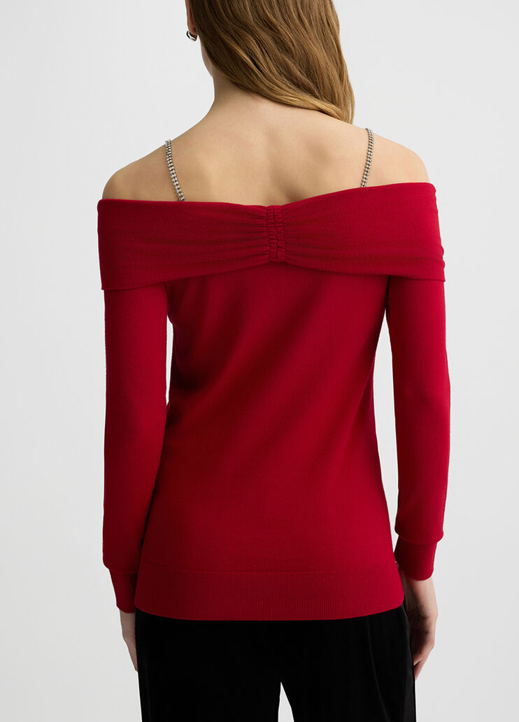 Pullover mit Carmen-Ausschnitt und Schmucksteinen Rot Liu Jo - medium Pullover mit Carmen-Ausschnitt und Schmucksteinen Rot Liu Jo - medium