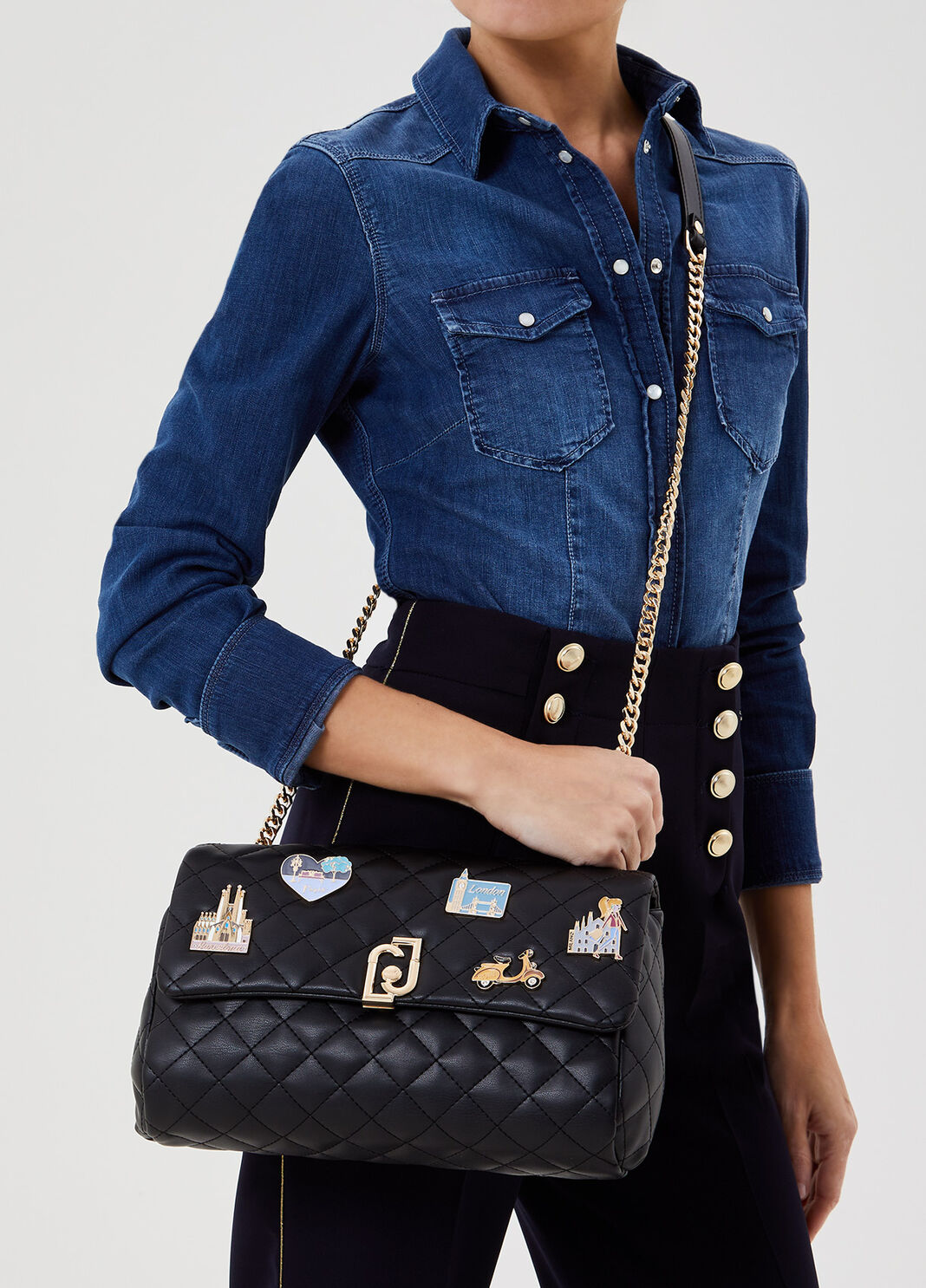 Crossbody bag with appliqu&eacute;s Black Liu Jo - large image number 1