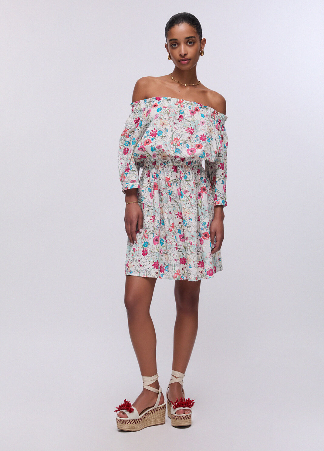 Kurzes Kleid mit Blumen Wei&szlig; mit Blumen Liu Jo - large image number 0