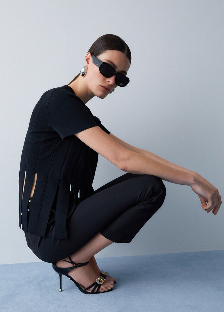 Jumper with fringes black Liu Jo - medium