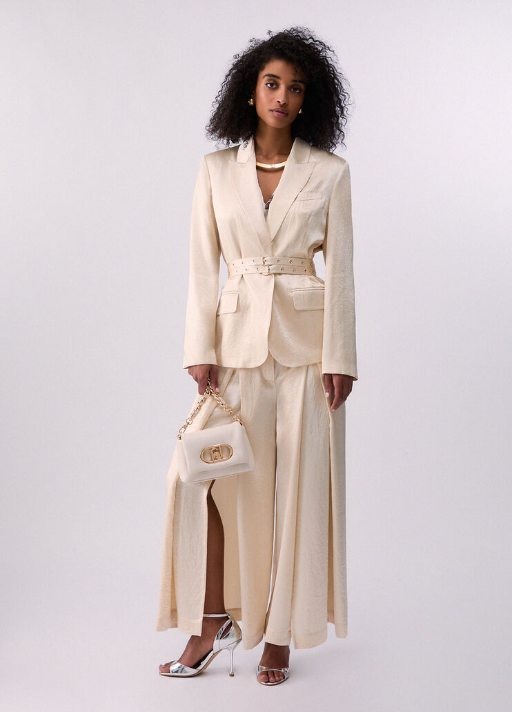 Satinblazer mit G&uuml;rtel Wei&szlig; Liu Jo - medium