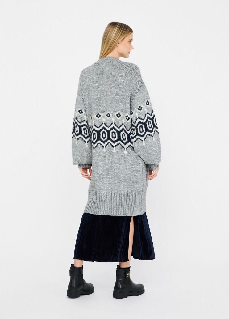 Alpaca and wool jacquard cardigan grey Liu Jo - large image number 1