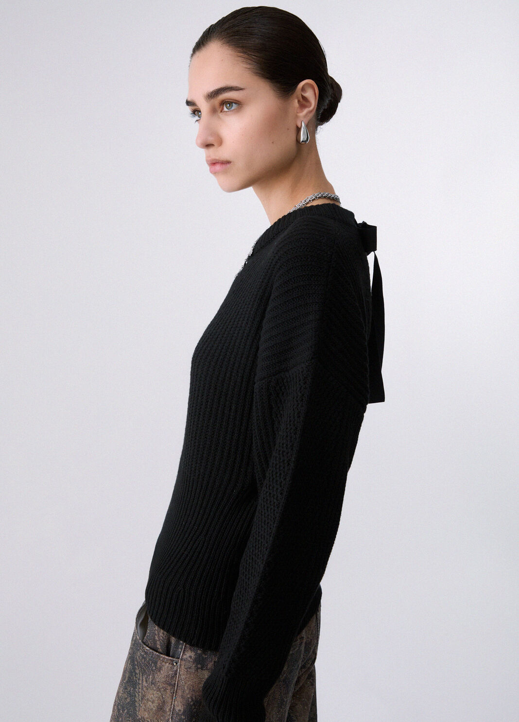 Wool Blend Sweater with Bow black Liu Jo - large image number 4