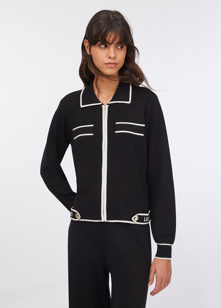 Cardigan long avec zip noir Liu Jo - large image number 0