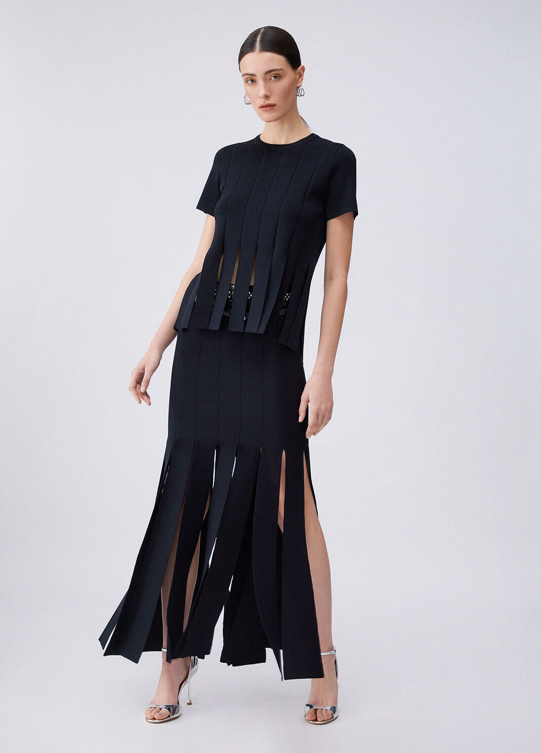 Falda de punto con flecos negro Liu Jo - large image number 5