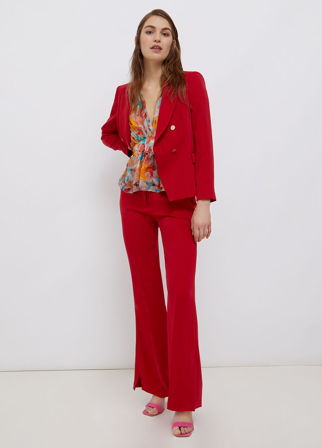 Straight trousers with slits scarlet red Liu Jo - large image number 3
