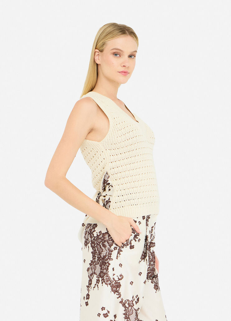 Haut avec détails en sergé imprimé beige Liu Jo - large image number 3