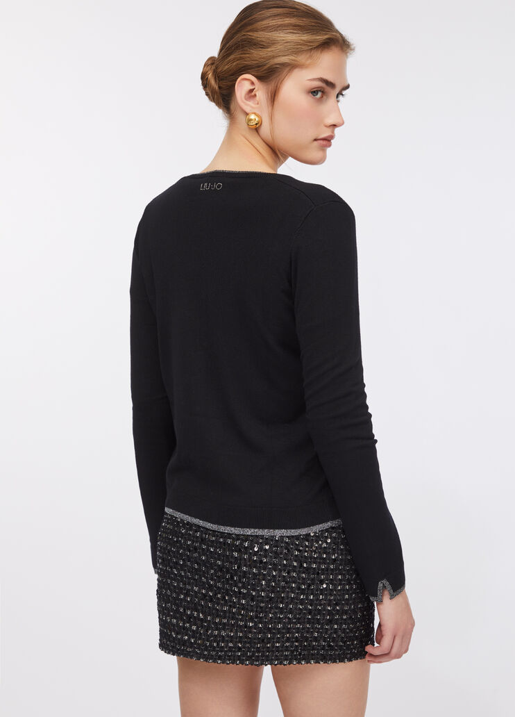 Cardigan avec boutons fantaisie noir Liu Jo - large image number 1