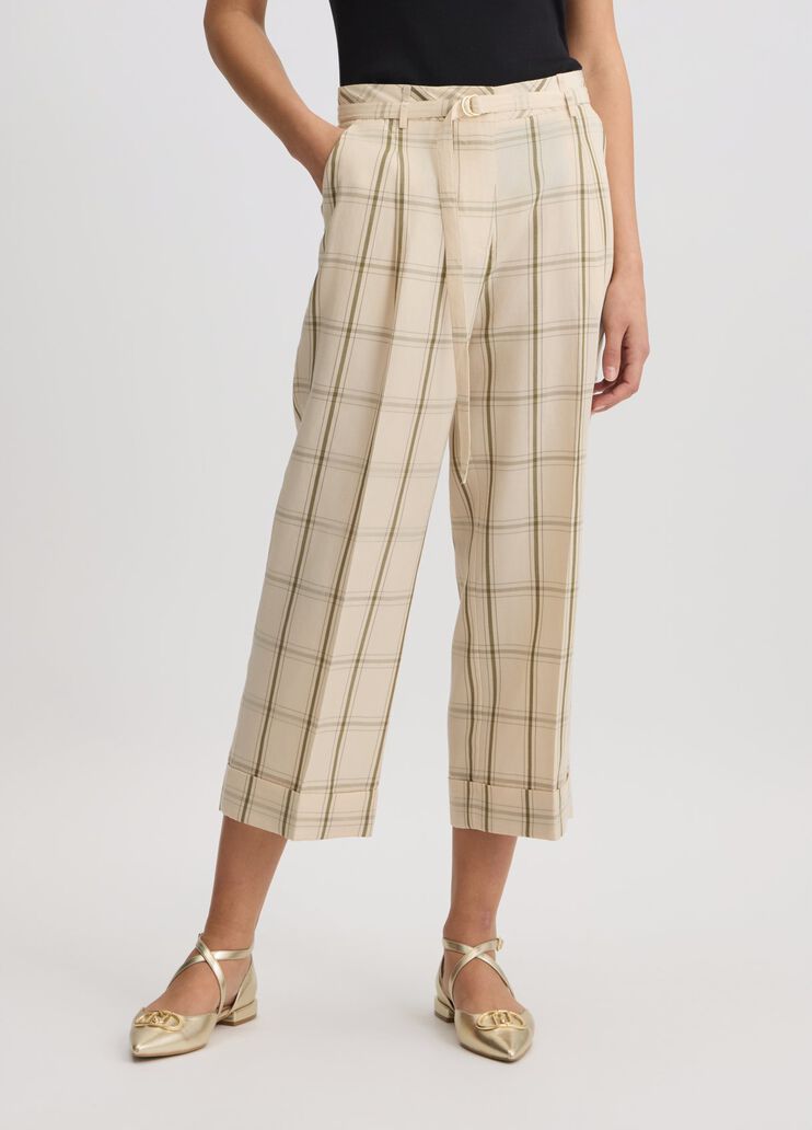 Linen-blend check trousers beige Liu Jo - medium Linen-blend check trousers beige Liu Jo - medium