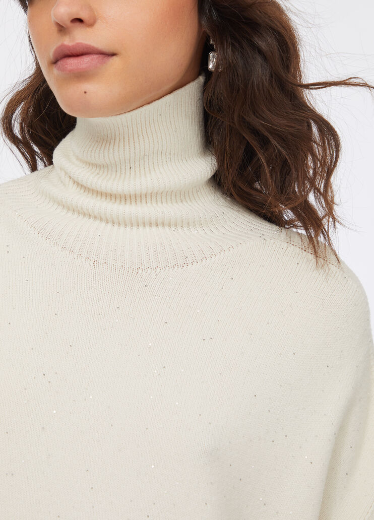 Vestido de punto con microlentejuelas blanco lana Liu Jo - large image number 4