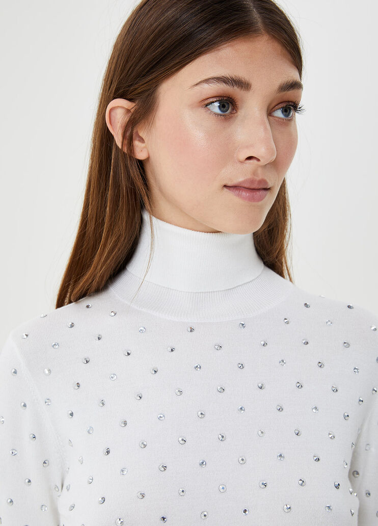Turtleneck with gemstones White stars Liu Jo - large image number 2 Turtleneck with gemstones White stars Liu Jo - large image number 2