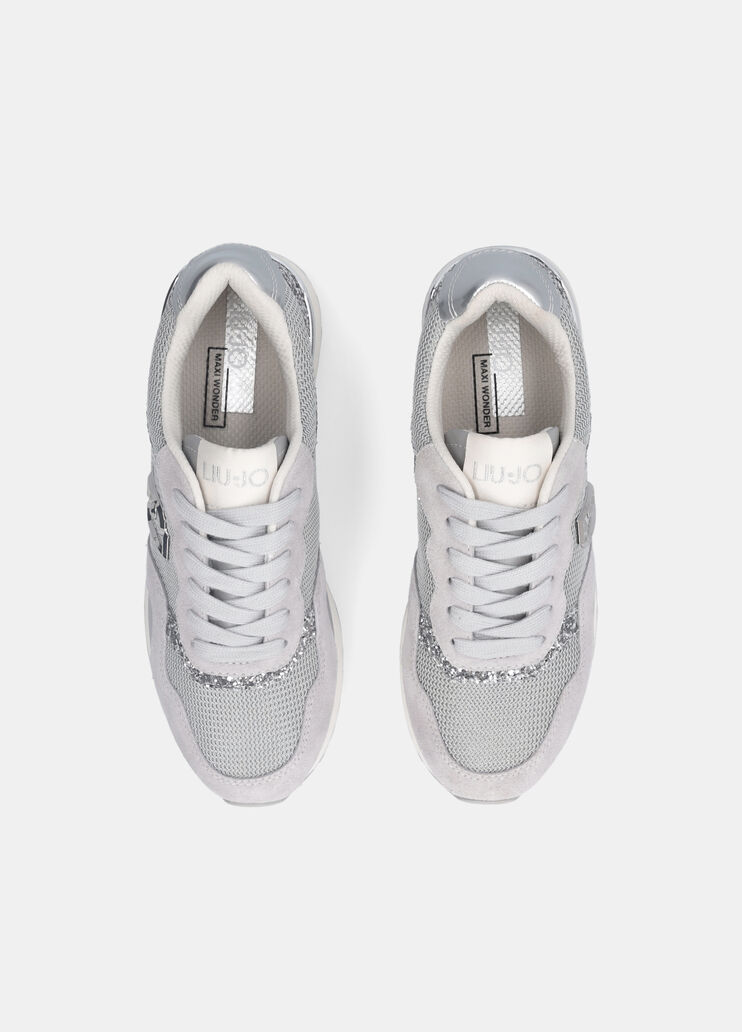 Sneakers avec glitters et mesh gris Liu Jo - large image number 4