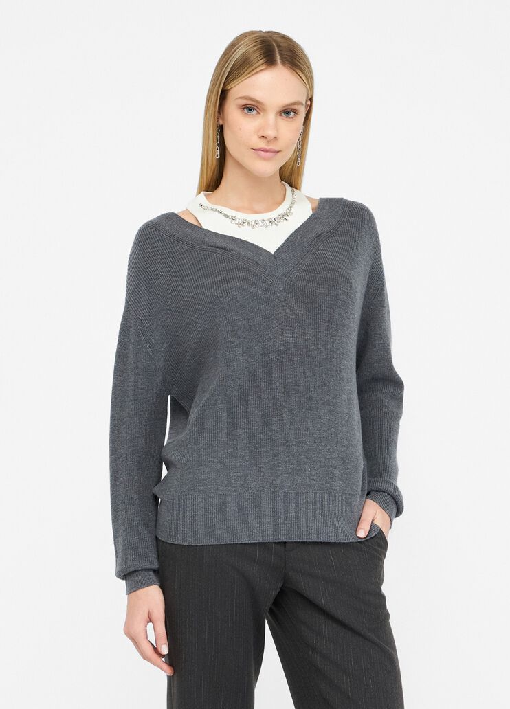 Jersey con bordados de pedrería gris Liu Jo - medium Jersey con bordados de pedrería gris Liu Jo - medium