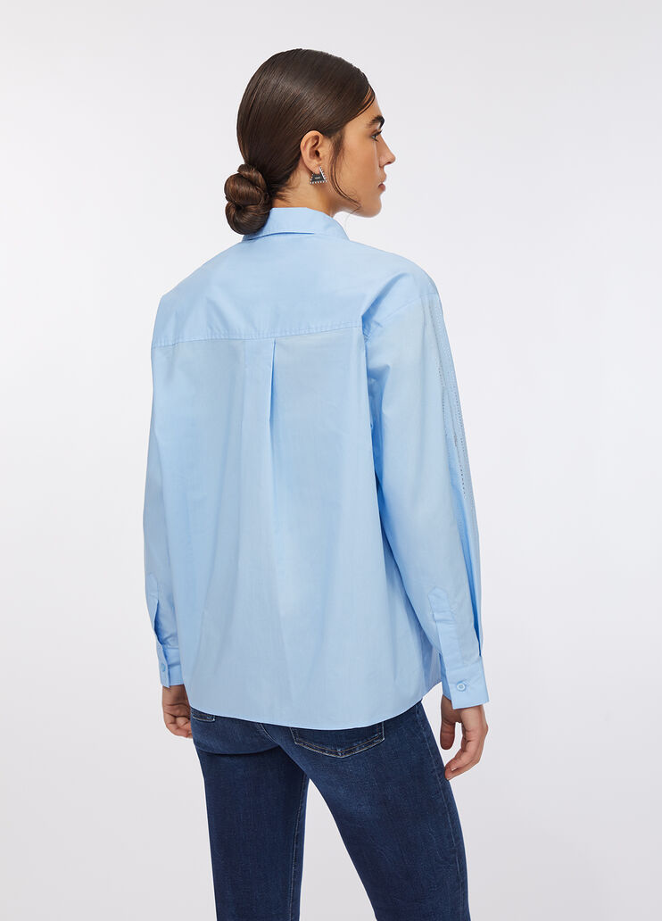 Chemise en coton avec strass bleu clair Liu Jo - large image number 1