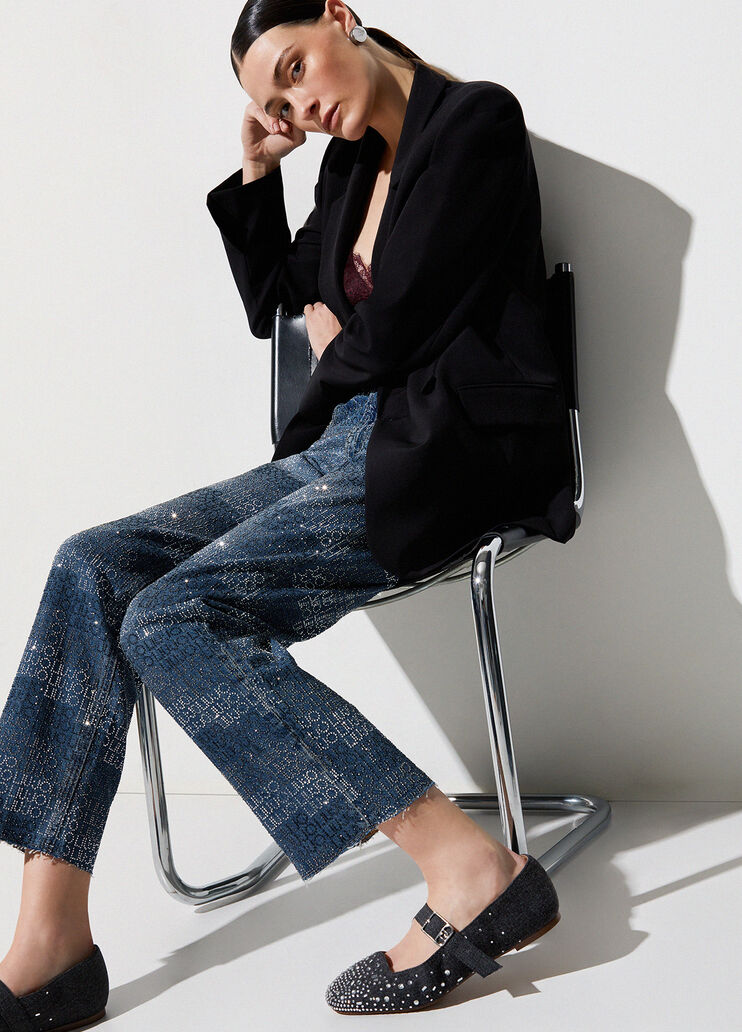 Ballerinas aus Denim mit Strass Grau Liu Jo - medium