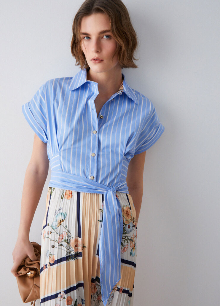 Abito midi plissettato arancione/azzurro Liu Jo - medium