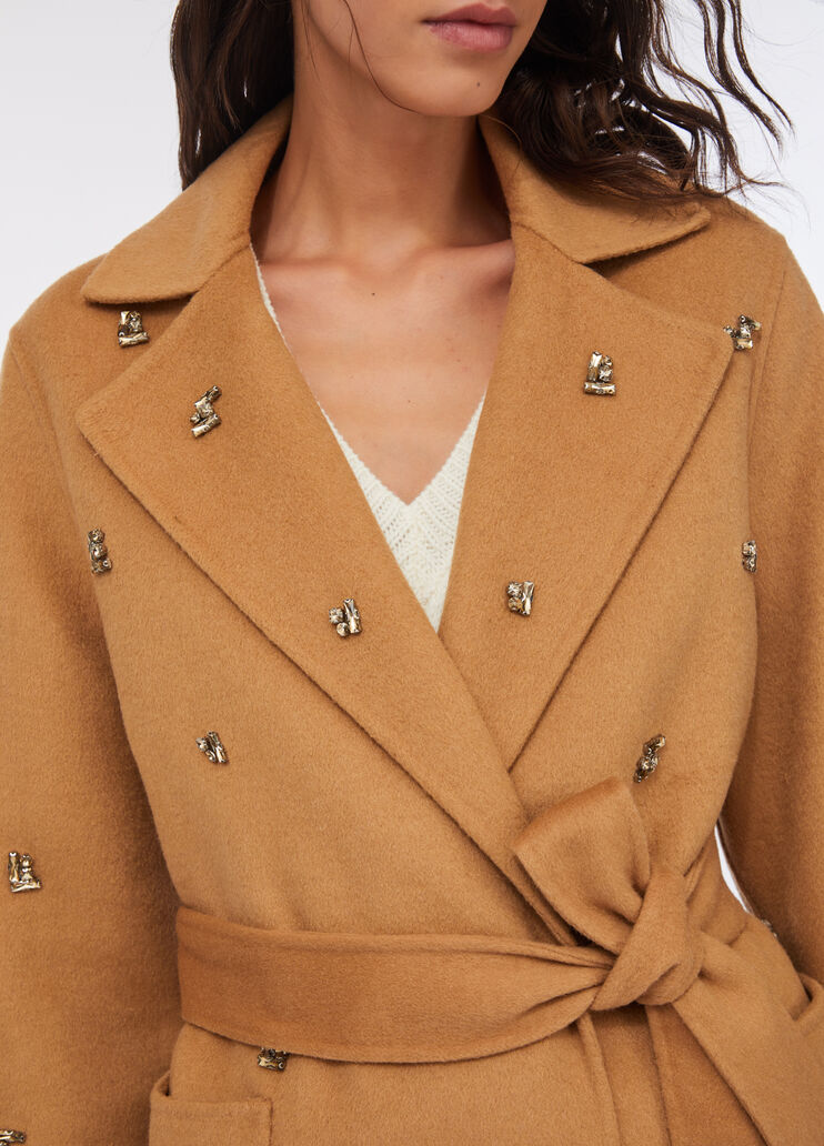 Wool coat with bejewelled embroidery sand Liu Jo - large image number 2