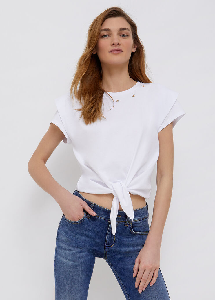 T-shirt with studs white Liu Jo - large image number 0