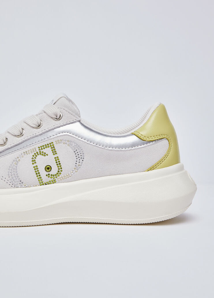 Sneakers en daim avec strass blanc cass&eacute; Liu Jo - medium