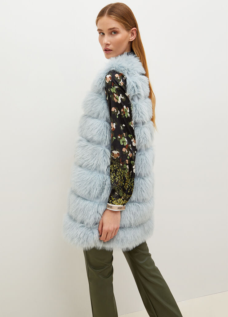 Faux fur gilet light blue Liu Jo - large image number 1