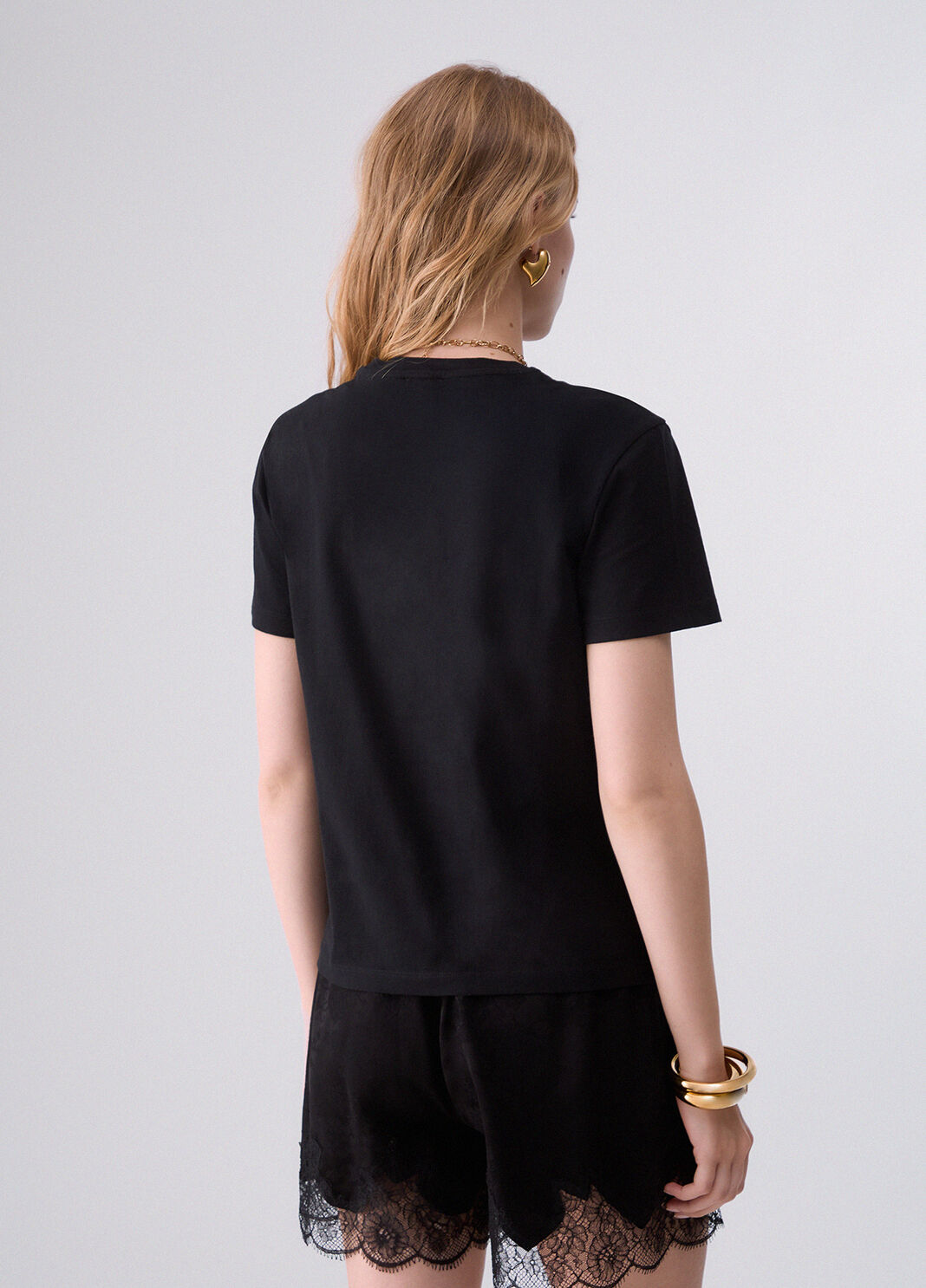 T-shirt with jewel embellishments black/teddy bear Liu Jo - large image number 1