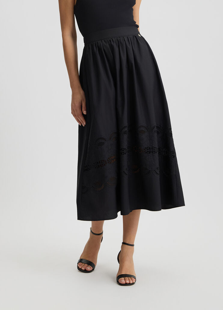 Embroidered cotton skirt black Liu Jo - large image number 3 Embroidered cotton skirt black Liu Jo - large image number 3
