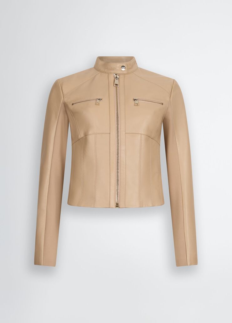 Natural beige leather biker jacket  beige Liu Jo - large image number 6 Natural beige leather biker jacket  beige Liu Jo - large image number 6