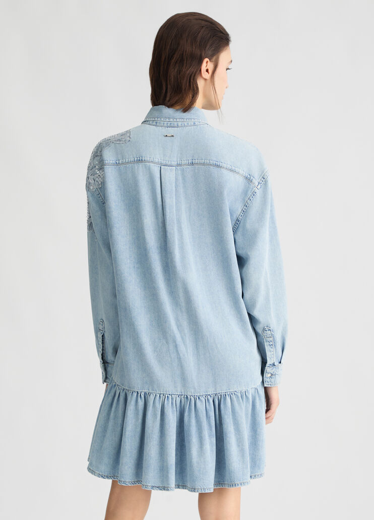 Denim dress with lace light denim Liu Jo - large image number 1 Denim dress with lace light denim Liu Jo - large image number 1