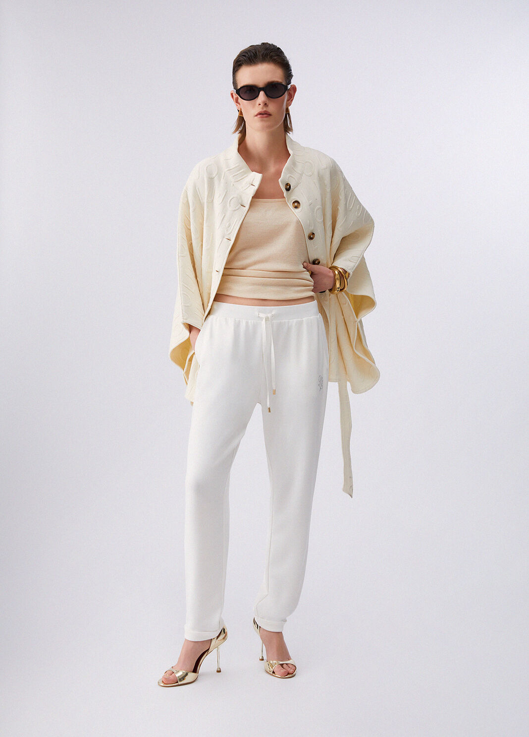 Poncho with belt cream Liu Jo - large image number 5