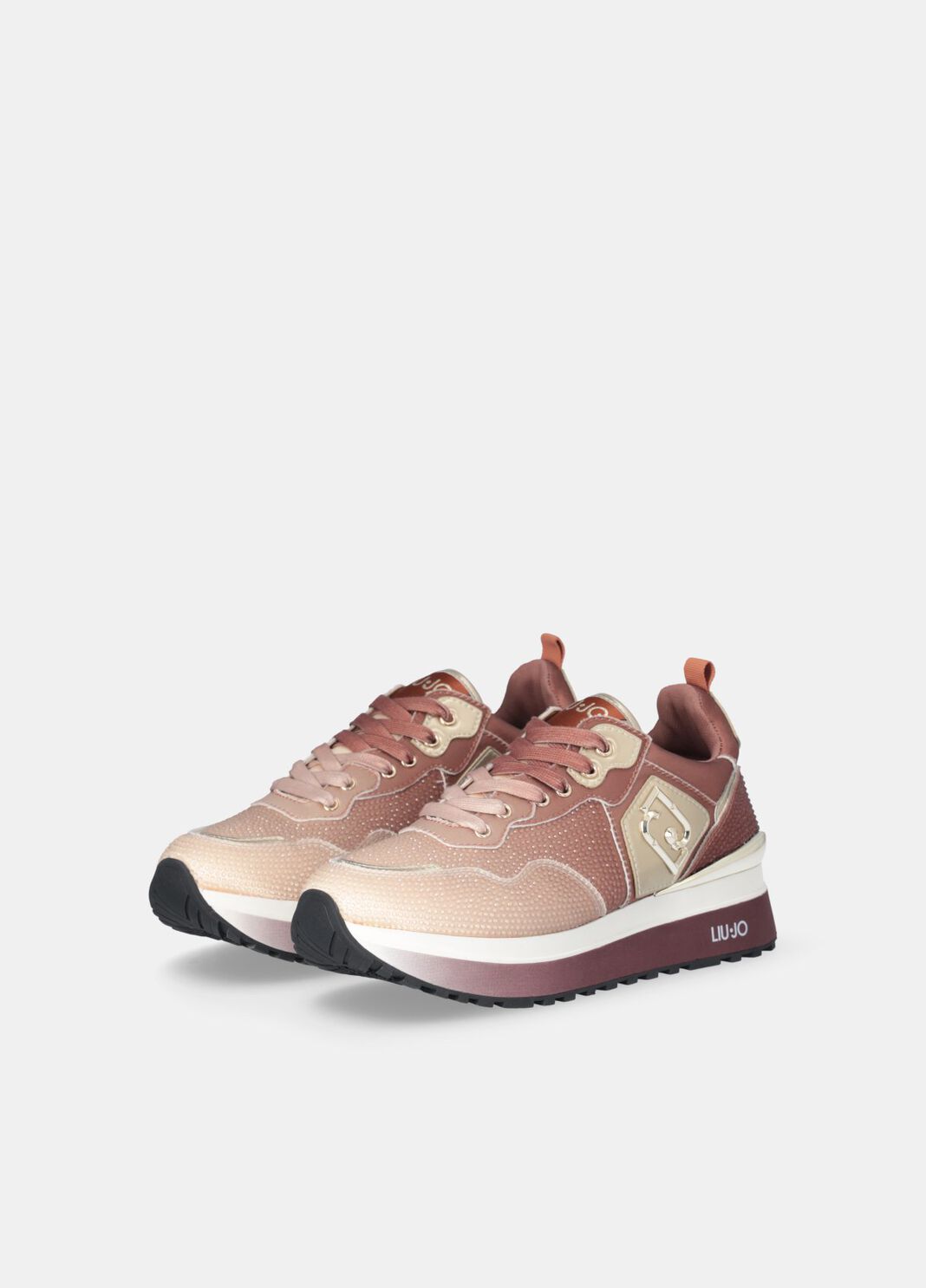 Platform sneakers with full rhinestones beige Liu Jo - large image number 2