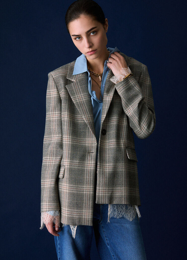 Check blazer with lace details beige check Liu Jo - medium