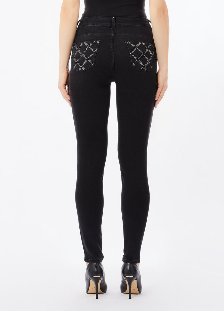 Skinny-Jeans mit hohem Bund Denim-Schwarz Liu Jo - medium