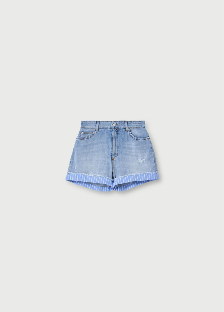 Short con inserti stampati Denim blu Liu Jo - large image number 4 Short con inserti stampati Denim blu Liu Jo - large image number 4