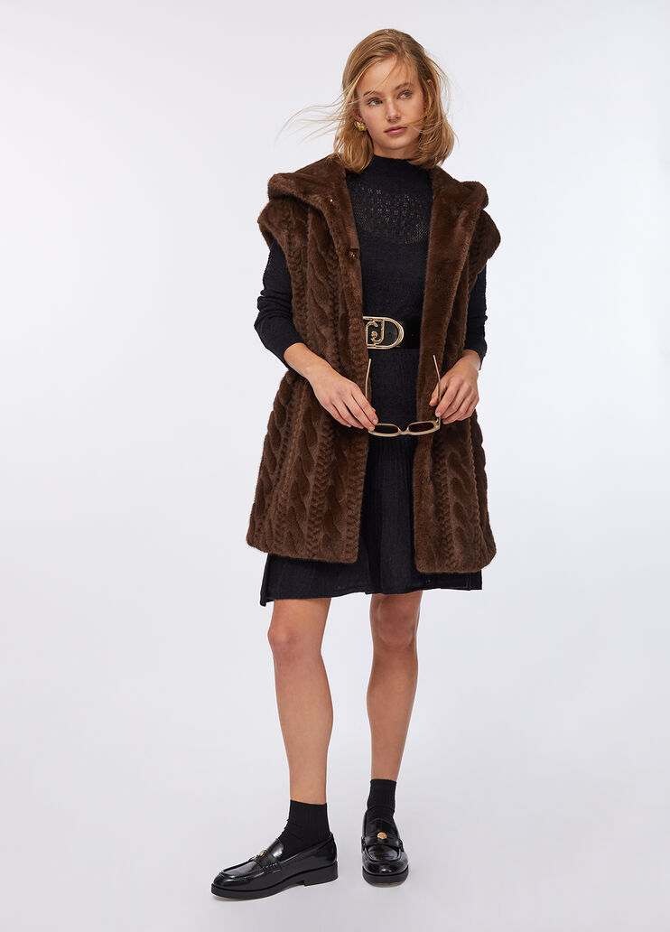 Vest with hood chocolate Liu Jo - large image number 5 Vest with hood chocolate Liu Jo - large image number 5