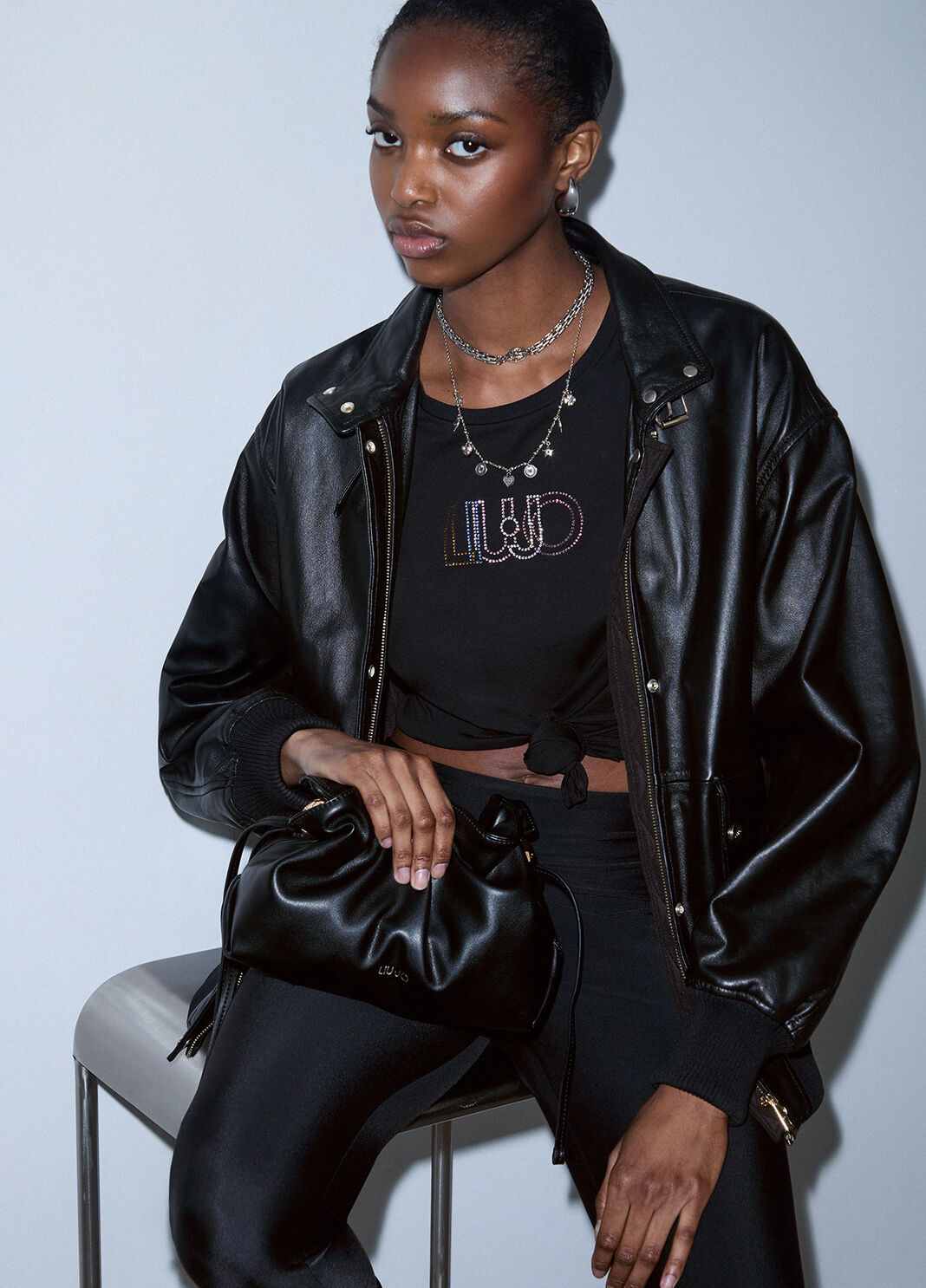 T-shirt with logo and rhinestones black/Liu Jo Liu Jo - large image number 2