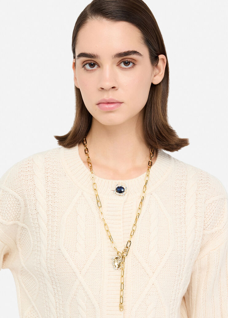 Wool cardigan with bejewelled buttons beige Liu Jo - large image number 2