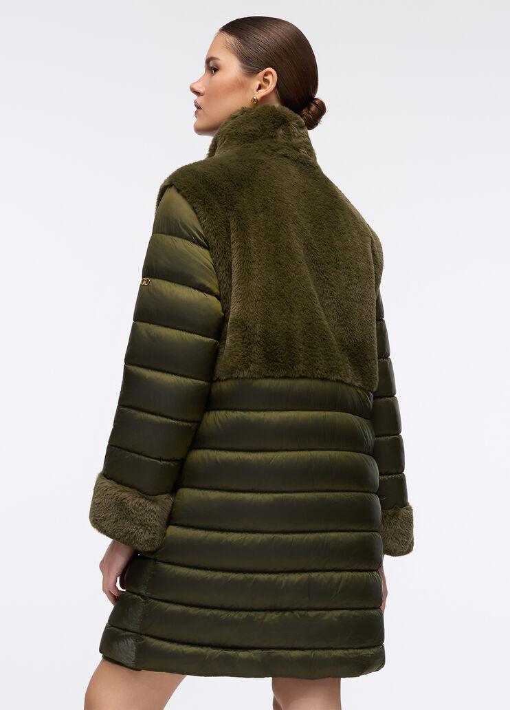 Chaqueta acolchada con inserciones de pelo sintético verde oliva Liu Jo - large image number 1