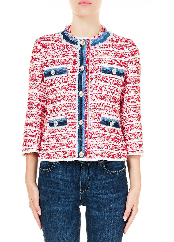 Kurzjacke aus Bouclé  Bouclé in Rot und Weiß Liu Jo - large image number 0