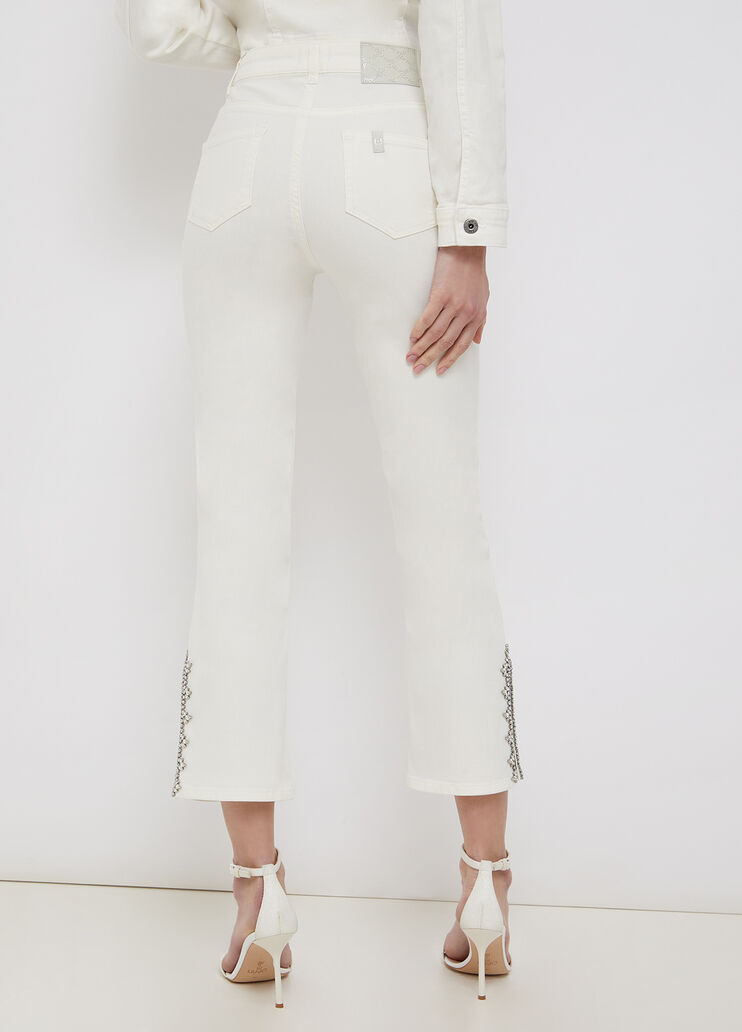 High-rise trousers with jewel stones white wool Liu Jo - large image number 1 High-rise trousers with jewel stones white wool Liu Jo - large image number 1
