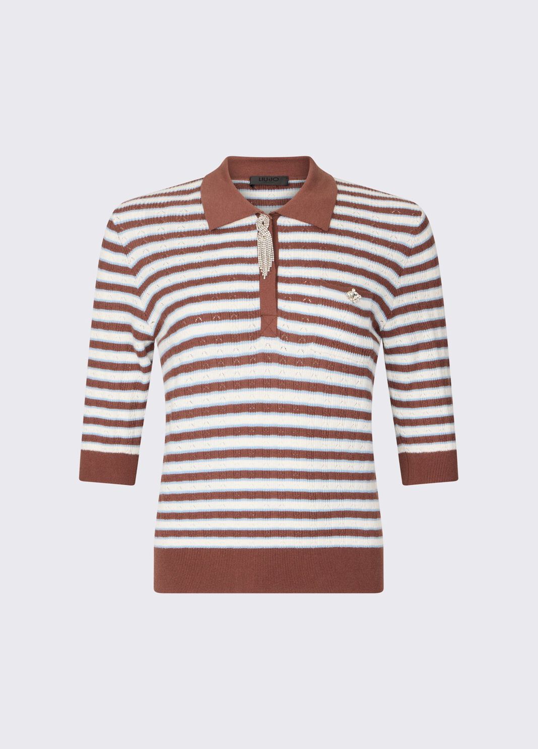 Gestreifter Pullover mit Schmuckdetails braun Liu Jo - large image number 6