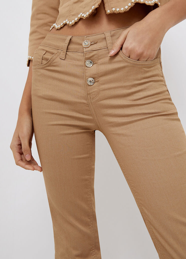 Bootcut trousers with jewel buttons camel Liu Jo - large image number 2