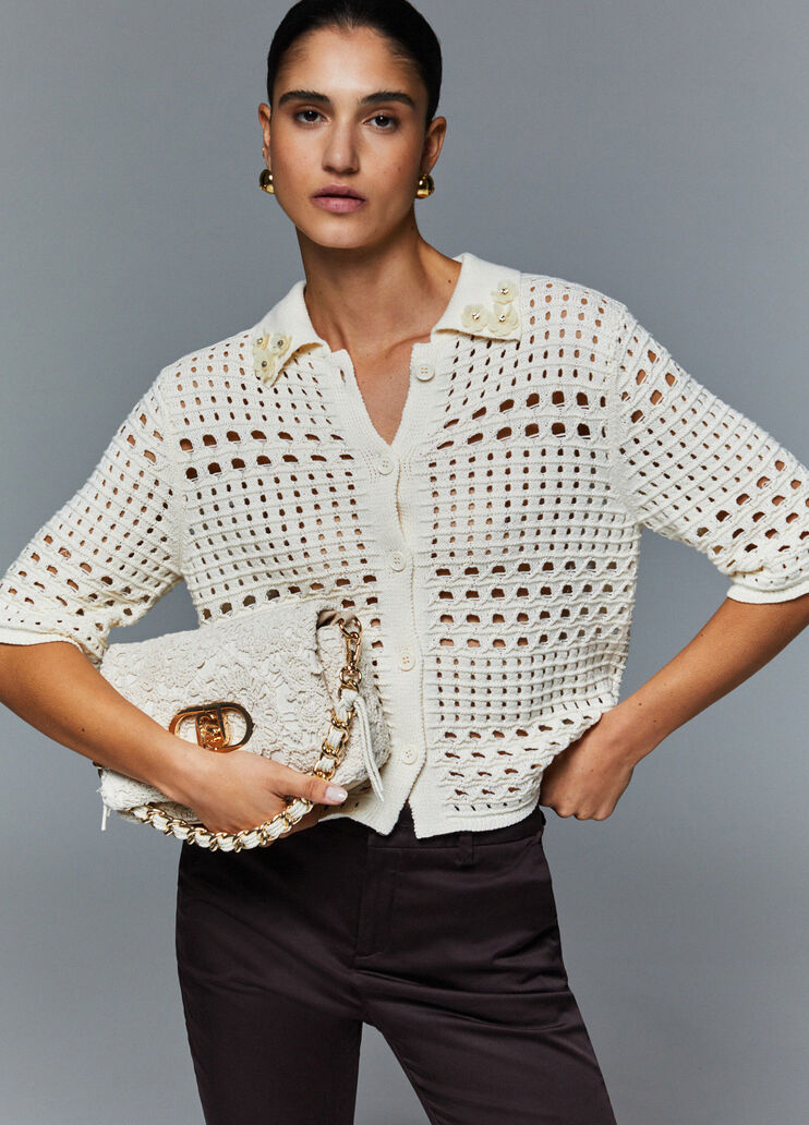 Cardigan en crochet blanc laine Liu Jo - medium