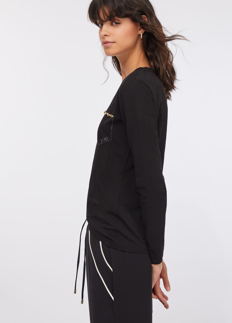 T-shirt with rhinestones black Liu Jo - large image number 4